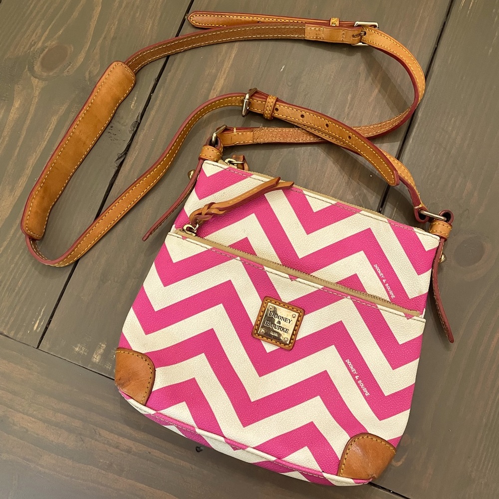 Dooney & Burke pink chevron crossbody